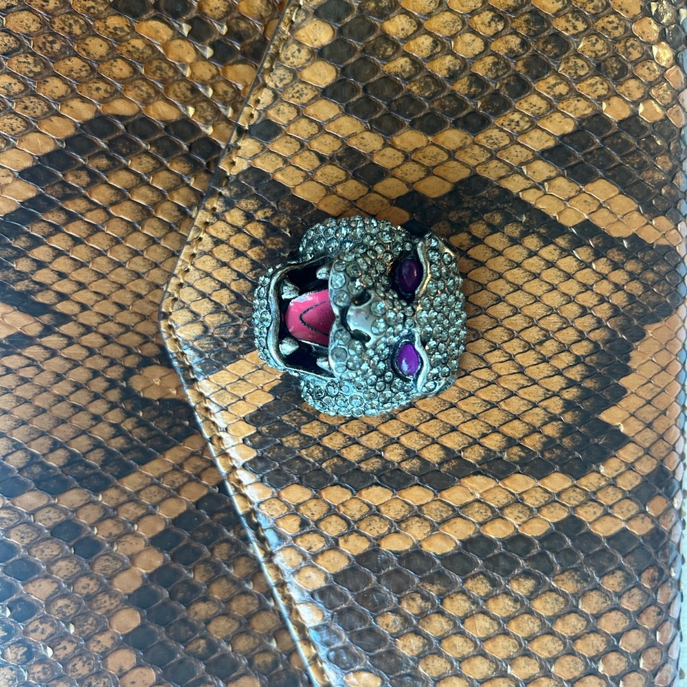 Gucci Thiara Python Clutch With Tiger Head Embell… - image 3